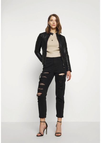 15295403 Kadın Suni Deri Ceket - Siyah fiyatları