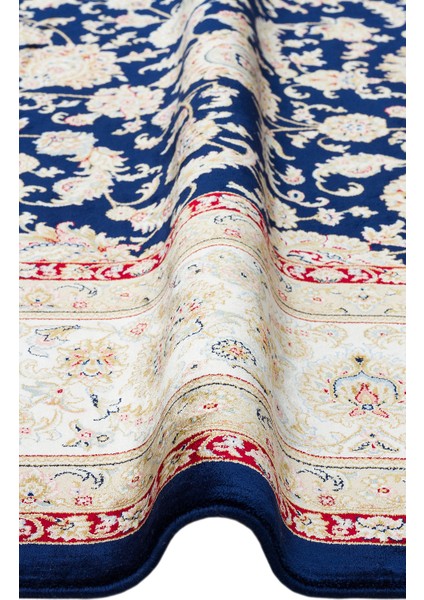 Isfahan Isf 03 Navy Cream Klasik Desenli Yumuşak Dokulu Yüksek Kalite 150 Tarak Sık Dokuma Ipek Halı modelleri