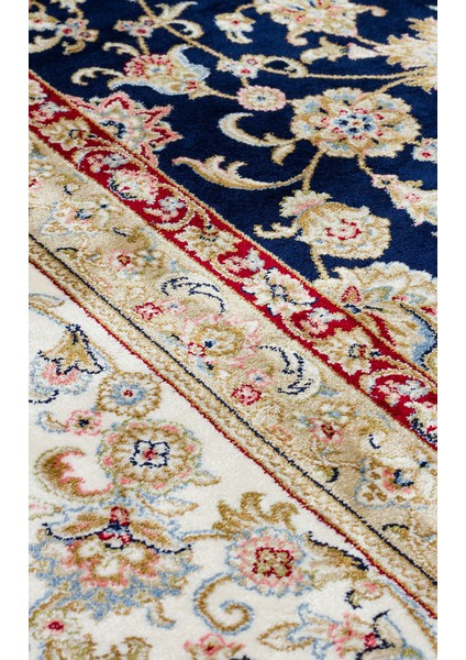 Isfahan Isf 03 Navy Cream Klasik Desenli Yumuşak Dokulu Yüksek Kalite 150 Tarak Sık Dokuma Ipek Halı fırsatları