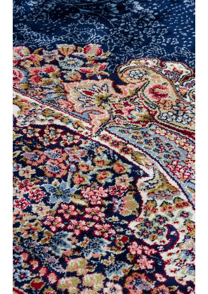 Isfahan Isf 02 Navy Klasik Desenli Yumuşak Dokulu Yüksek Kalite 150 Tarak Sık Dokuma Ipek Halı fırsatları