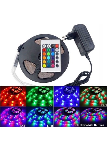 LED Animasyonlu Tak Çalıştır Kumandalı Trafolu Rgb Şerit Işık Aydınlatma 5 Metre modelleri