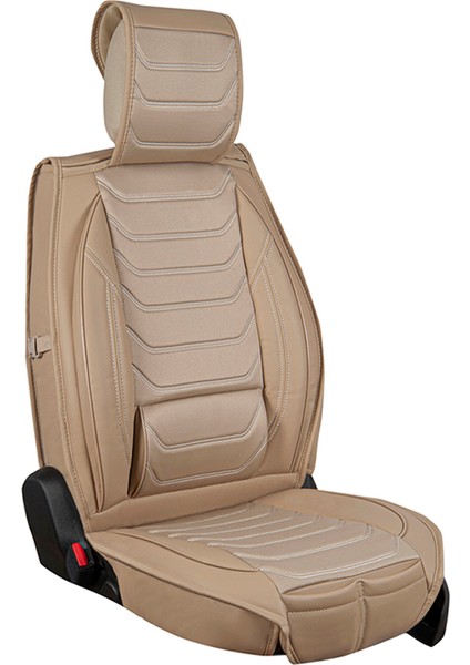 renault Modus Uyumlu Yarı Deri Oto Koltuk Kılıfı Ön-Arka Set Anka Bej