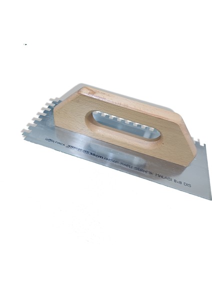 Ahşap Saplı Seramik Malası 30 cm 8x8 Kare Diş