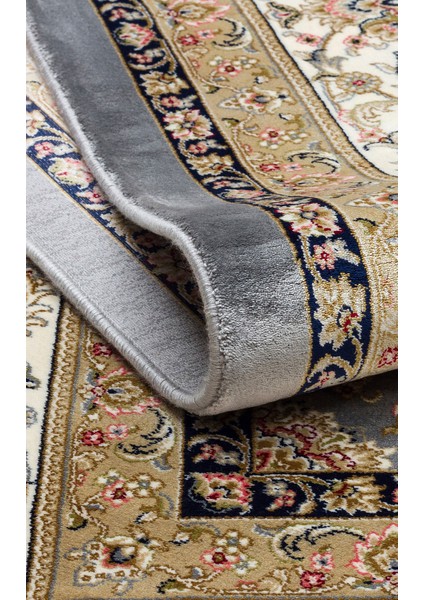 Isfahan Isf 03 Grey Cream Klasik Desenli Yumuşak Dokulu Yüksek Kalite 150 Tarak Sık Dokuma Ipek Halı modelleri