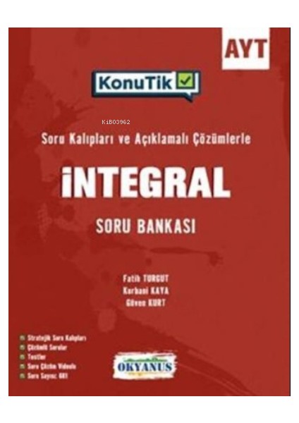 Okyanus Yayınları AYT Konutik Integral Soru Bankası