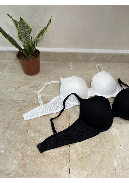 2'li Ekonomik Paket Double Push Up Dolgulu Destekli Siyah Beyaz fiyatları