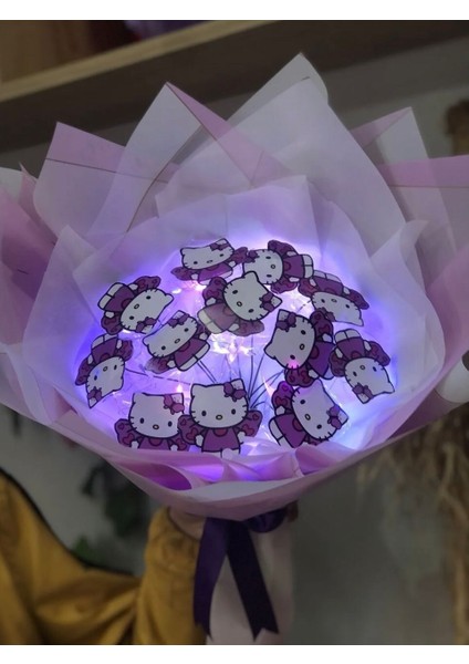 Sudem Çiçek Evi LED Işıklı Hello Kitty Buketi