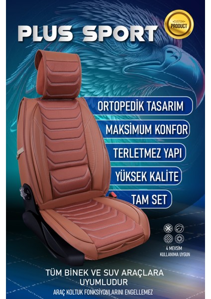 mazda Lantis Uyumlu Lüx Deri Oto Koltuk Kılıfı Ön Arka Takım Sport Serisi Tarçın