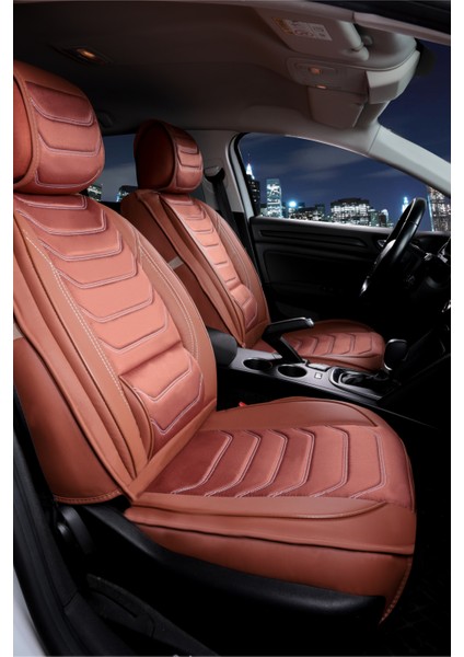 Fresh Start ford Focus 5 Uyumlu Lüx Deri Oto Koltuk Kılıfı Ön Arka Takım Sport Serisi Tarçın
