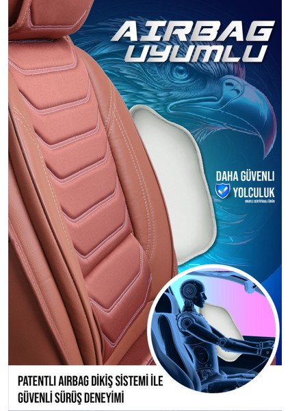 Skoda Kamiq Uyumlu Lüx Deri Oto Koltuk Kılıfı Ön Arka Takım Sport Serisi Tarçın