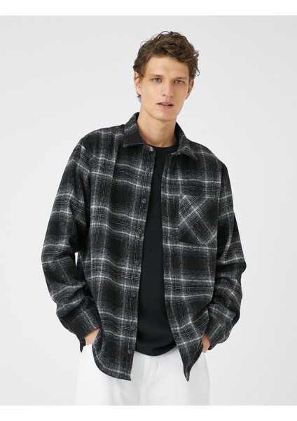 Oduncu Gömleği Cep Detaylı Klasik Yaka Uzun Kollu