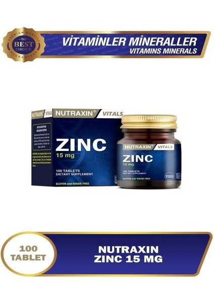 Zinc Sulphate 15 mg 100 Tablet Çinko Sülfat İçeren Takviye Edici Gıda