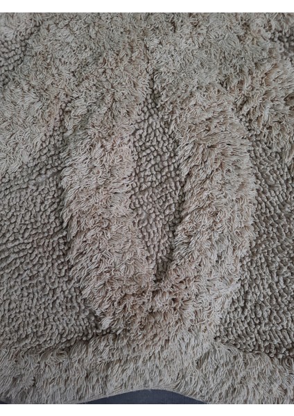 Papatya Bej Doğal Pamuklu Banyo Paspası 100X100 cm Tek Parça Tufting Dokuma Paspas