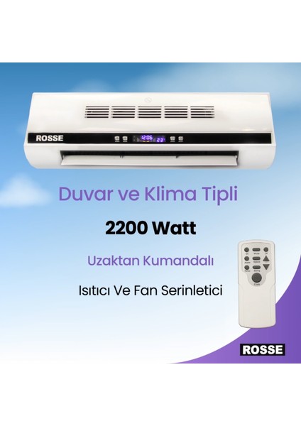 dubbo 2200 Watt Duvar Tipi Isıtıcı ve Serinletici Uzakdan Kumandalı