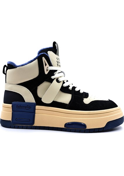 358S Bilekli Siyah Bej Kadın Sneaker Spor Ayakkabı