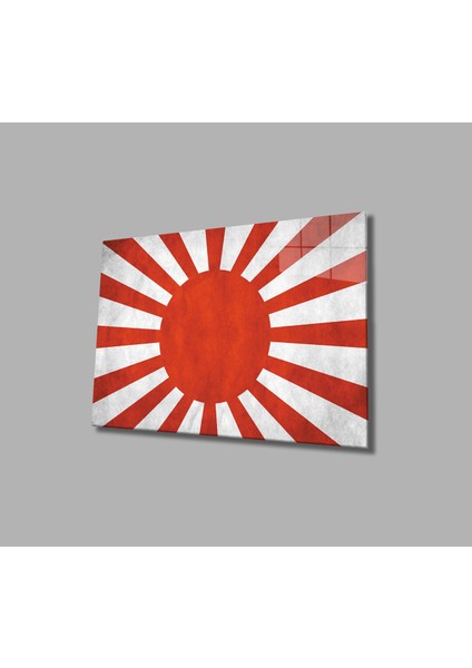 Eski Japon Bayrağı Cam Tablo Old Japanese Flag