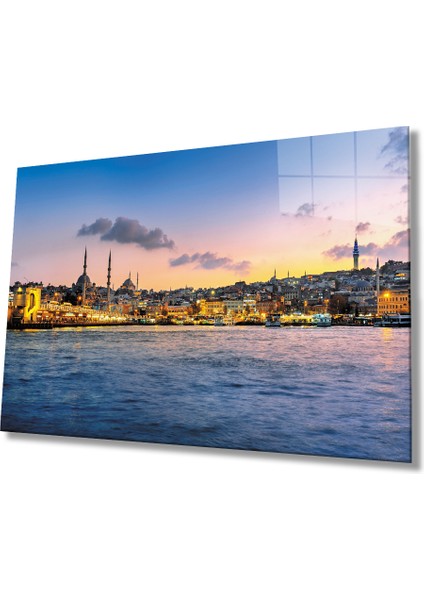 Günbatımında Istanbul Deniz Manzarası Cam Tablo