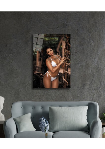 Bikinili Dövmeli Kadın Cam Tablo fiyatları