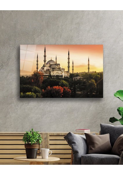 Istanbul Günbatımı Sultan Ahmet Camii Cam Tablo