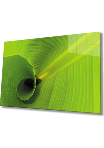 Yeşil Yaprak Cam Tablo Green Leaf
