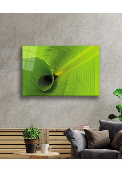 Yeşil Yaprak Cam Tablo Green Leaf