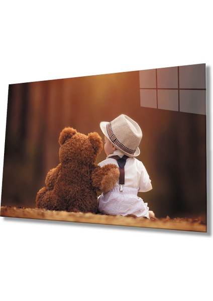 Ayıcık ve Çocuk Cam Tablo Teddy And Child Table