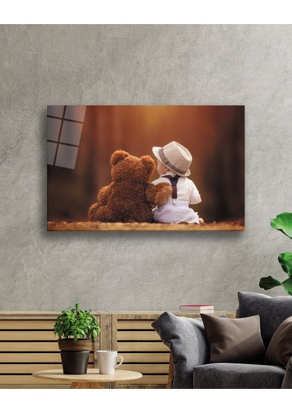 Ayıcık ve Çocuk Cam Tablo Teddy And Child Table