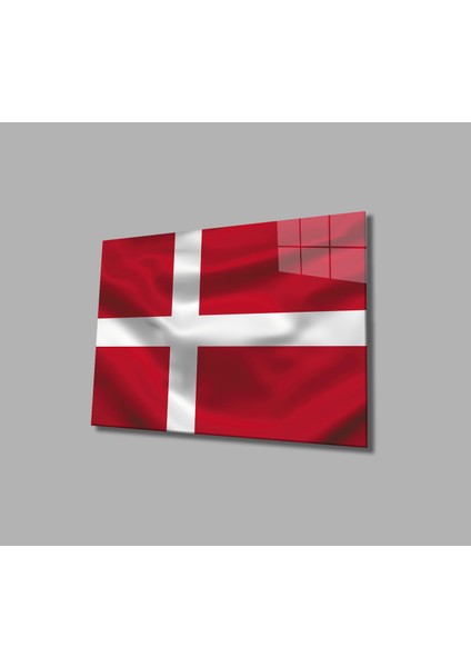 Danimarka Bayrağı Cam Tablo Denmark Flag