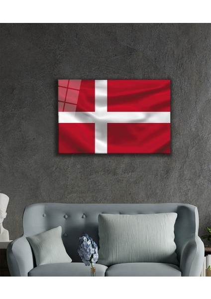 Danimarka Bayrağı Cam Tablo Denmark Flag