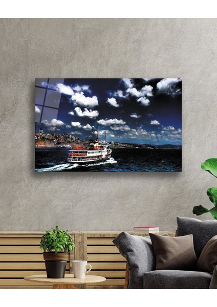 Deniz Gökyüzü Istanbul Manzarası Cam Tablo