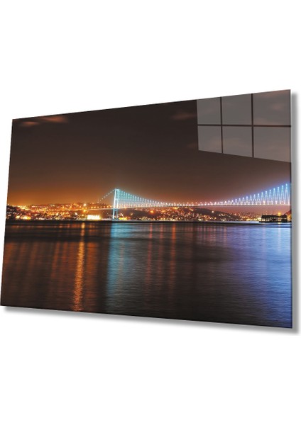 Gece Istanbul Boğaz Köprü Manzaralı Cam Tablo