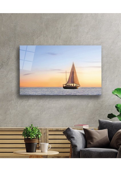 Gün Batımı Deniz Yelken Cam Tablo Sunset Sea Sail fiyatları
