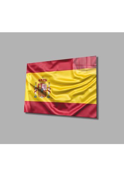 Ispanya Bayrağı Cam Tablo Spain Flag