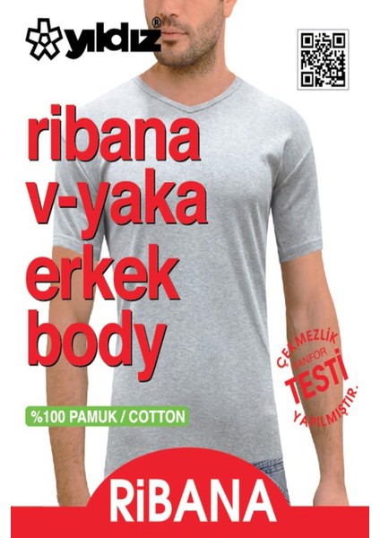Erkek Ribana V Yaka Body Atlet 60/62 - 6 Adet