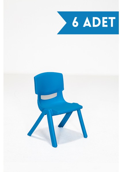 Junior 6 Adet Kreş Anaokulu Çocuk Sandalyesi Sert Plastik- Mavi