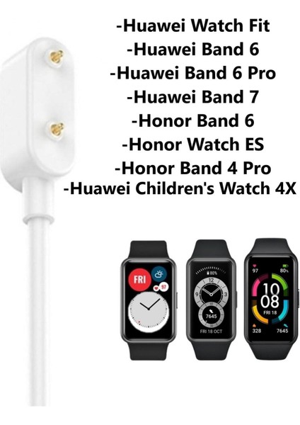 Huawei Watch Fit/ Fit 2/ Fit Mini - Huawei Band 6/6 Pro -Honor Band 6/ 4 Pro Şarj Kablosu Beyaz