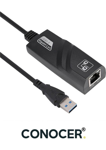 USB 3.0 To Ethernet Çevirici Dönüştürücü Adaptör (Gigabit Destekli Yüksek Kalite)