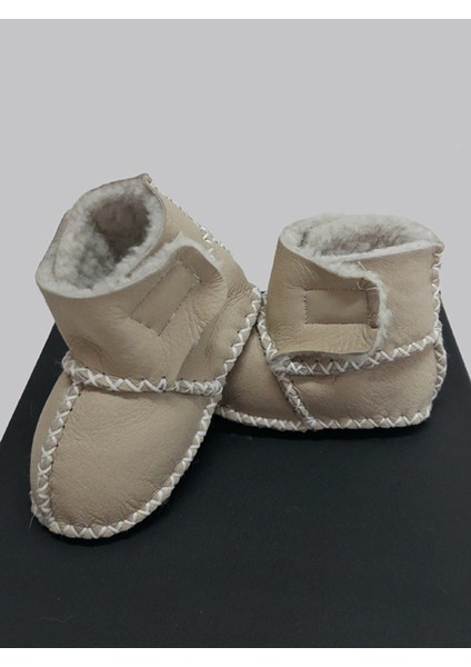 Bebek Deri Çift Cırtlı Bebek İlk Adım Ayakkabısı Patiği NG3027