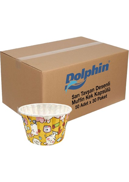Dolphin Dolphin Sarı Tavşan Desenli Kek Kapsülü 50 Adet x 30 Paket Koli