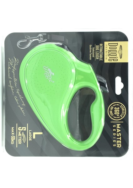 Doggie Master Seri Otomatik Makaralı Köpek Gezdirme 50 kg / 5 M Yeşil