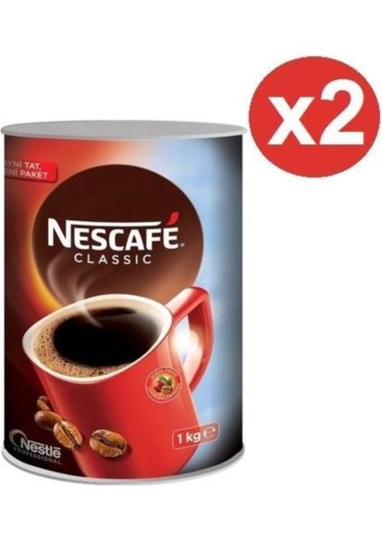 Nescafe Classic Hazır Kahve 1 kg Teneke x 2 Adet