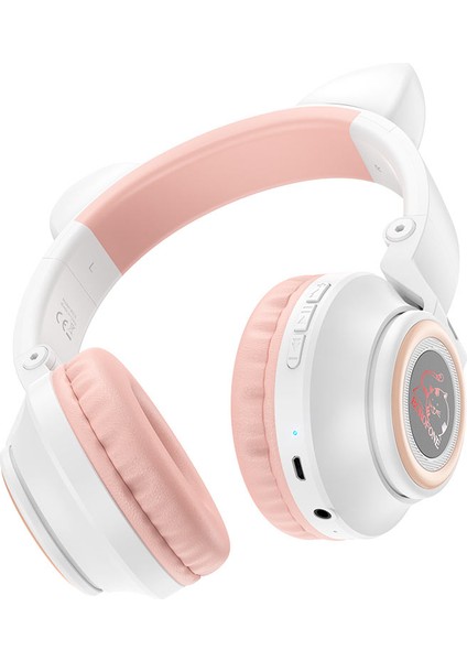 Bluetooth Cat Kulaklık Led'li Kablosuz Kulaklık 7 Saat Arama ve Müzik Sd Kart ve Aux Çalma Modlu