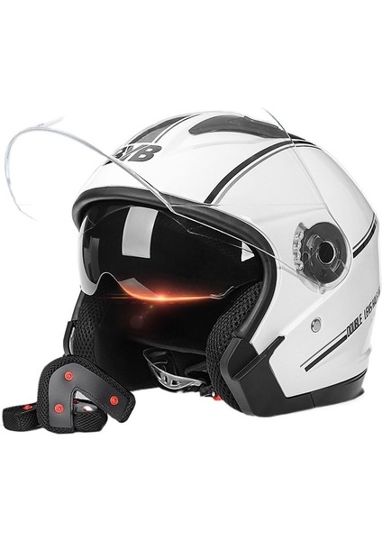 Four Seasons Elektrikli Araç Motosiklet Kaskı Çift Lensli Kask (Yurt Dışından)