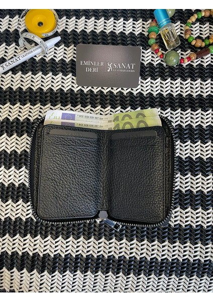SL-696 Siyah Deri Küçük Boy Fermuarlı Özel Cüzdan Sanat Leather fiyatları