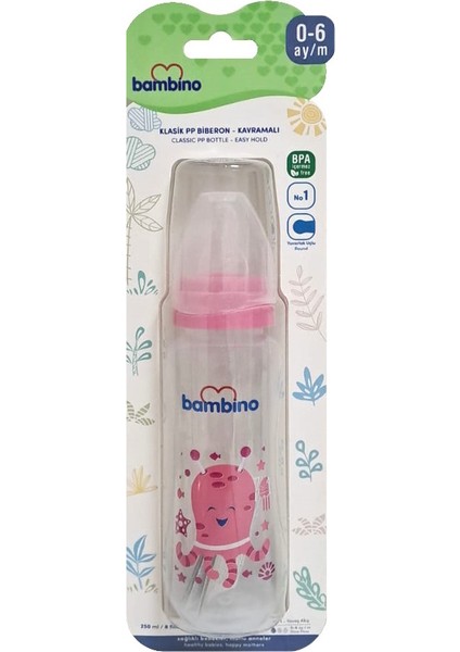 Oval Kavramalı Pp Biberon 250ML 0+ Ay- Mavi - Ahtapot