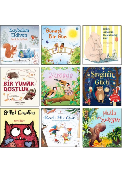 Kaybolan Eldiven - Güneşli Bir Gün - Bekçi Amos’un Hastalandığı Gün - Bir Yumak Dostluk - Yuvada - Sevginin Gücü - Sevgi Canavarı - Karlı Bir Gün - Mutlu Suaygırı 9 Adet Kitap