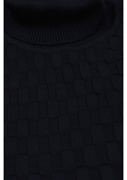 Lacivert Slim Fit Tam Balıkçı Yaka Erkek Triko fiyatları