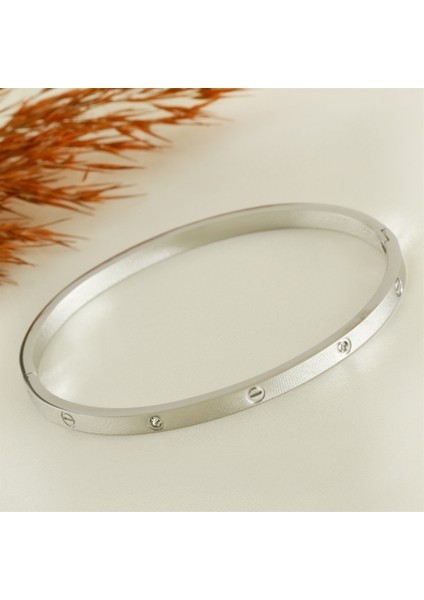 Orjinal Crt Taşlı Çelik Bileklik Ince