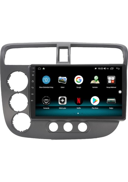 Honda Civic Vtec2 Android 13 Multimedya Carplay 4gb RAM+64GB HDD 2002-2006 Navigasyon Ekran