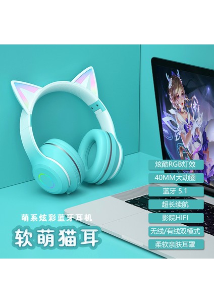 Başa Takılan Kedi Kulağı Işık Yayan Stereo Hıfı Ses Kalitesi (Yurt Dışından)